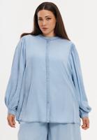Yoek Blouse met pofmouw INDIGO LYOCELL | Indigo | Maat 42/44
