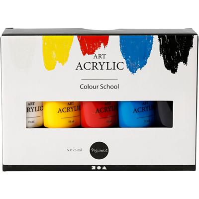 Creativ Company Pigment art acrylverf primaire kleuren, 5x75ml
