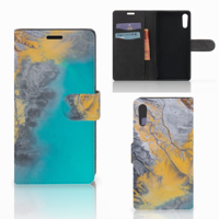 Sony Xperia XZ | Sony Xperia XZs | Bookcase | Marble Blue Gold