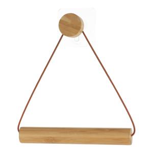 Toiletrolhouder Malmo - hout - roestbruin/naturel - wand/muur - zelfklevend - bamboe/metaal - zonder