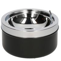HI Klep terras asbak - zwart - metaal - 11 cm
