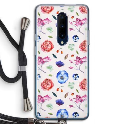 Bloemetjes: OnePlus 7 Pro Transparant Hoesje met koord