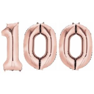 100 jaar leeftijd helium/folie ballonnen rose goud feestversiering   -