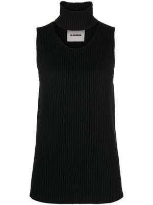 Jil Sander débardeur nervuré à découpes - Noir
