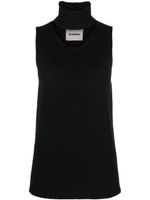 Jil Sander débardeur nervuré à découpes - Noir