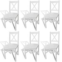 Eetkamerstoelen 6 st grenenhout wit