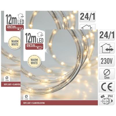 LED slangverlichting - 2x - 12 meter - warm wit licht - voor buiten - kerstverlichting