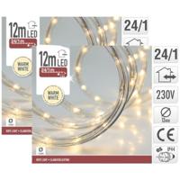 LED slangverlichting - 2x - 12 meter - warm wit licht - voor buiten - kerstverlichting