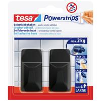 tesa Black Hooks L Powerstrips kleefhaak groot vierkant (b x h) 20 mm x 50 mm Zwart Inhoud: 2 stuk(s) - thumbnail