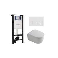 QeramiQ Dely Swirl Toiletset - 36.3x51.7cm - Geberit UP320 plieger inbouwreservoir - 35mm zitting - glans witte bedieningsplaat - rechthoekige knoppen - wit glans SW1381697/SW706187/SW1000767/SW1026256