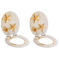 Toiletbrillen 2 st met soft-close deksels MDF zeesterontwerp