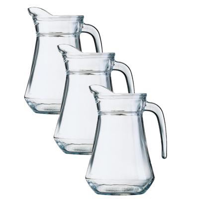 Arcoroc Glazen schenkkan/karaf - 3x stuks - 1 liter/1000 ml - Sapkannen/waterkannen/schenkkannen