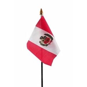 Peru - mini vlaggetje van 10 x 15 cm op stokje - Landen vlag - H27 cm