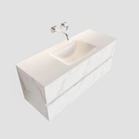 Badkamermeubel BWS Valencia Carrara Mat 120 cm Solid Surface Wastafel (0 kraangaten, 2 lades) - thumbnail