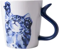 Heinen Delfts Blauw mok keramiek kattenstaart ontdekken 8.5x9.5cm delfts blauw
