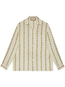 Gucci Interlocking G-logo Horsebit-print silk shirt - Tons neutres