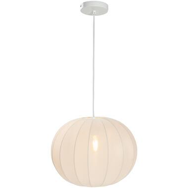 Hanglamp Fenne ovaal - wit metaal - E27 - 150xØ38 cm - Leen Bakker