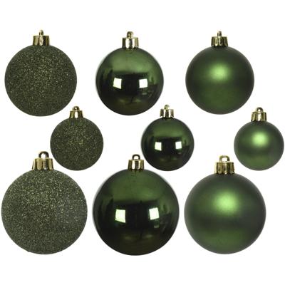 Decoris kerstballen - 30x st - donkergroen - 4-5-6 cm - kunststof - kerstversiering Decoris kerstballen - 30x st - donkergroen - 4-5-6 cm - kunststof - kerstversiering