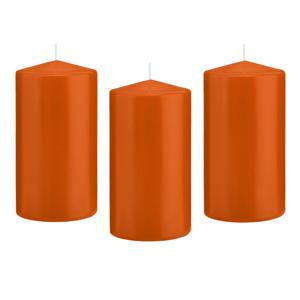 Cilinderkaars/stompkaars - 10x - oranje - 8 x 15 cm - 69 branduren