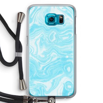 Waterverf blauw: Samsung Galaxy S6 Transparant Hoesje met koord