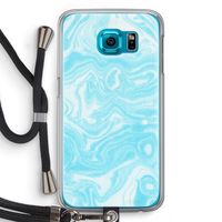 Waterverf blauw: Samsung Galaxy S6 Transparant Hoesje met koord