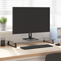 VidaXL Monitorstandaard 80x35x8 cm gehard glas en metaal zwart VidaXL Monitorstandaard 80x35x8 cm gehard glas en metaal zwart