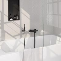 BRAUER Stripe Baddouche Thermostaatkraan - SET 03 - opbouw - wandhouder - staaf handdouche - doucheslang - mat zwart 5-S-342