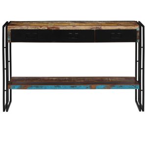 The Living Store Wandtafel Vintage - 120 x 30 x 76 cm - Gerecycled hout - 3 lades - 1 schap