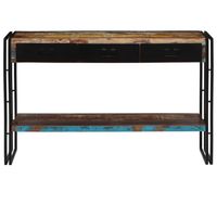 The Living Store Wandtafel Vintage - 120 x 30 x 76 cm - Gerecycled hout - 3 lades - 1 schap