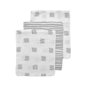 Meyco hydrofiele washandjes 3-pack block stripe grijs Maat