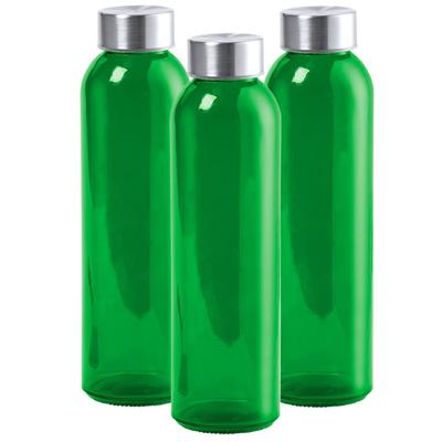 Waterfles/drinkfles AQUAMAN - 3x - glas - Groen - met RVS dop - 500 ml - Sportfles - Bidon