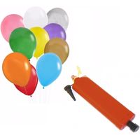 100 gekleurde ballonnen inclusief pomp   - - thumbnail
