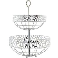 Fruitschaal - zilver - 39 cm - rond - fruitmand - etagere 2-laags -