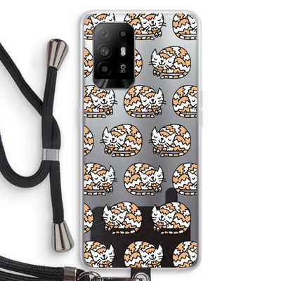 Slapende poes: Oppo A94 5G Transparant Hoesje met koord
