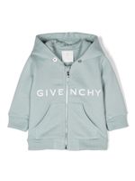 Givenchy Kids cardigan zippé à logo imprimé - Bleu