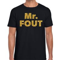 Mr. Fout gouden glitter tekst t-shirt zwart heren - Foute party kleding - thumbnail