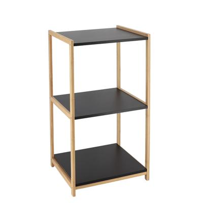 Opbergkast - hout / zwart - 3 planken - 68 x 35 x 30 cm - badkamer