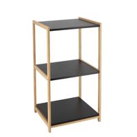 Opbergkast - hout / zwart - 3 planken - 68 x 35 x 30 cm - badkamer