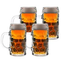 Grote Bierpullen/Bierglazen van 1 liter - 4x - Oktoberfest glazen
