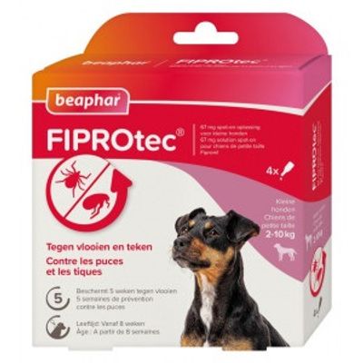 Beaphar Fiprotec Spot-On voor honden van 2 tot 10 kg 4 pipetten