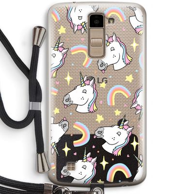 Rainbow Unicorn: LG K10 (2016) Transparant Hoesje met koord