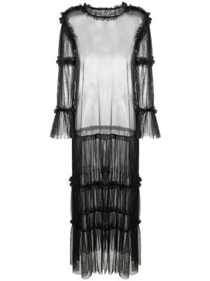 MM6 Maison Margiela blouse longue transparente à volants - Noir