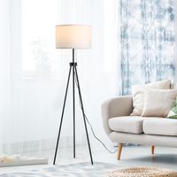 HOMCOM Staande lamp vloerlamp vloerlamp E27 staal 37 x 37 x 152 cm (zwart + wit) | Aosom Netherlands - thumbnail