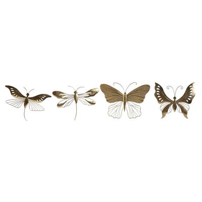 Wanddecoratie Home ESPRIT Gouden Vlinder 36 x 3 x 26 cm (4 Stuks)