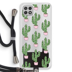Cactus Lover: Samsung Galaxy A22 4G Transparant Hoesje met koord