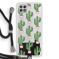 Cactus Lover: Samsung Galaxy A22 4G Transparant Hoesje met koord