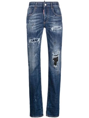 DSQUARED2 jean à effet usé - Bleu