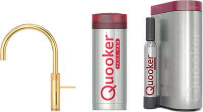 Quooker Fusion round met PRO3 boiler met PRO3 boiler en CUBE reservoir 5-in-1 kokend water kraan Goud