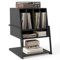 Platenrek Vinylplatenrek Houten Platenrek voor de Studeerkamer en de Muziekkamer 54 x 57 x 76,5 cm-Zwart