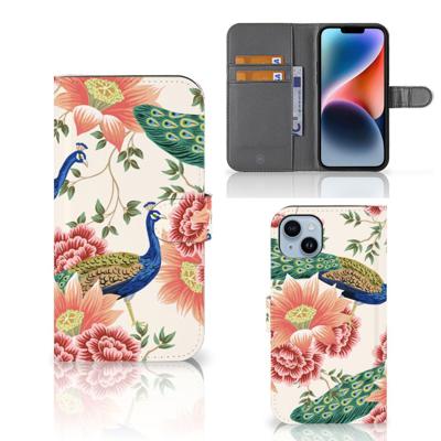 Telefoonhoesje | Met pasjeshouder | voor iPhone 15 Plus Pink Peacock